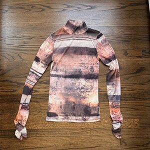 Topshop Mesh Long Sleeve Top